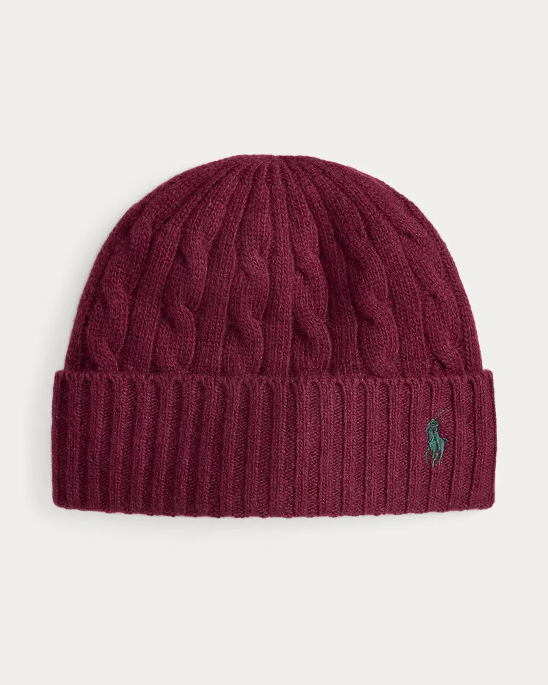 Ralph Lauren Zopfmuster-Mütze mit Wolle Red
