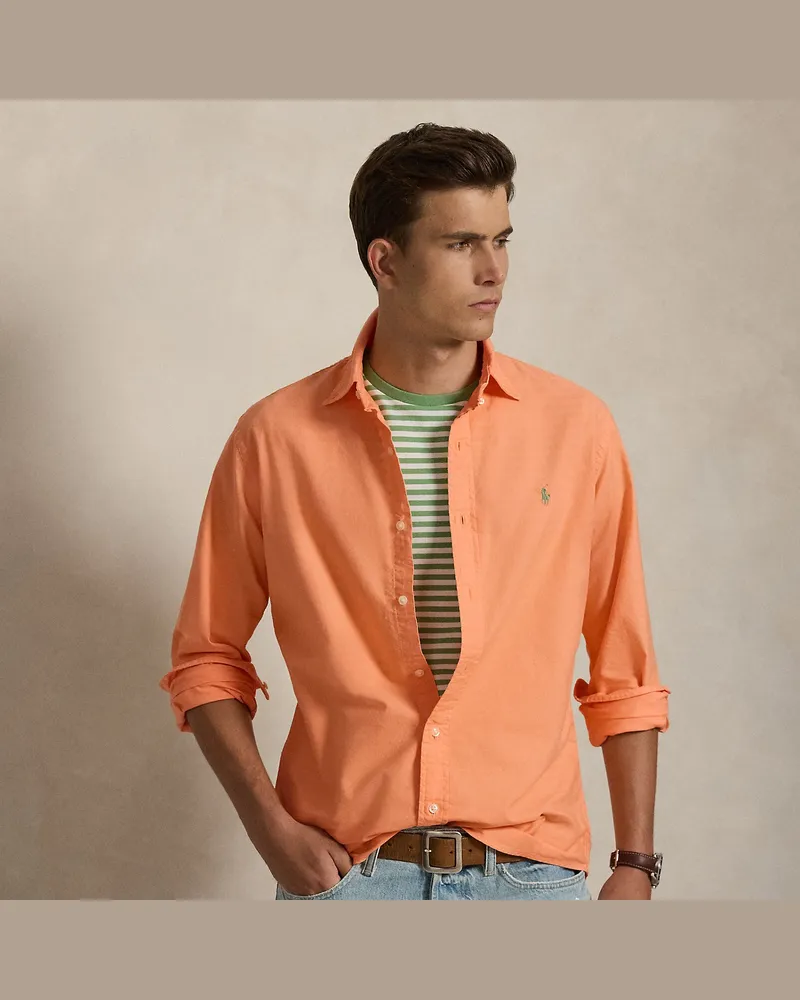 Ralph Lauren Gefärbtes Custom-Fit Oxfordhemd Orange