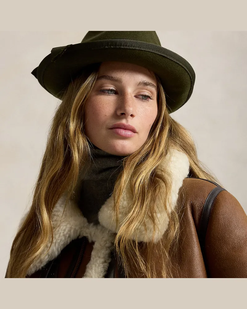 Ralph Lauren Fedora aus Wolle mit Bandakzent Green