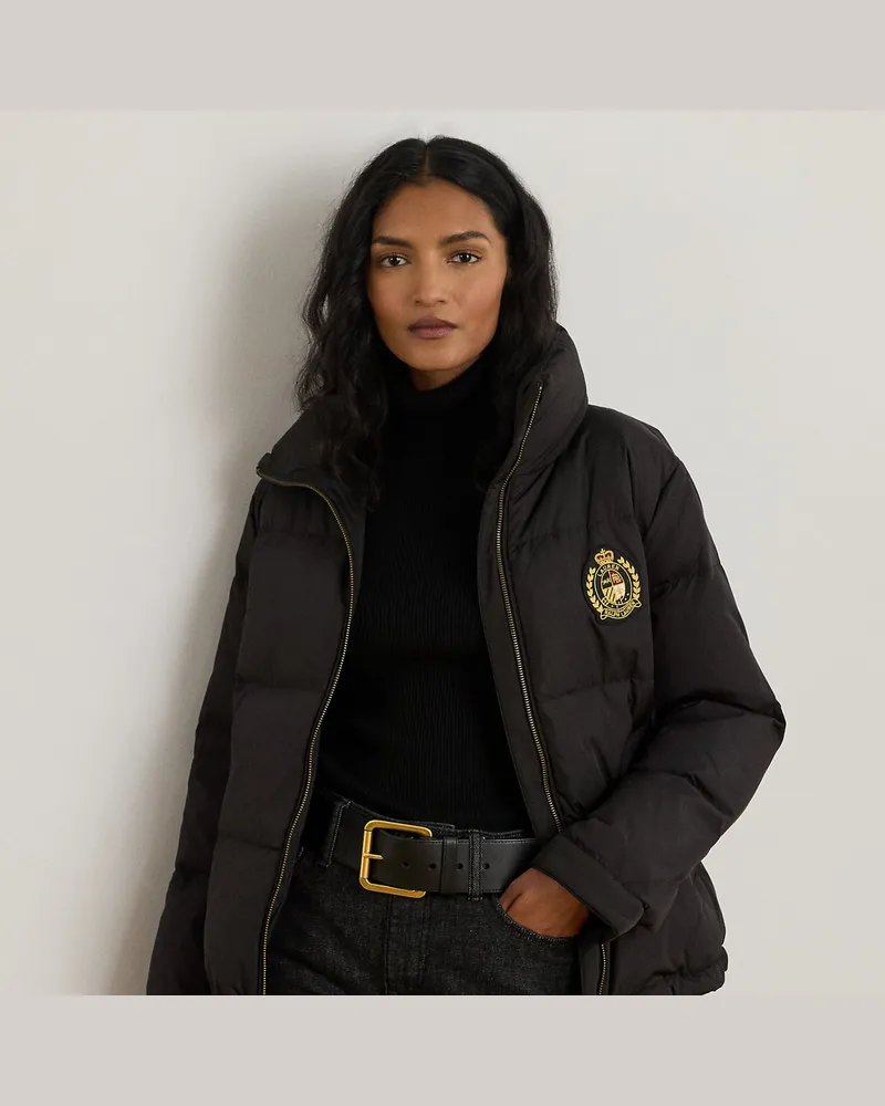 Ralph Lauren Mantel mit Tunnelkragen und Wappen Black