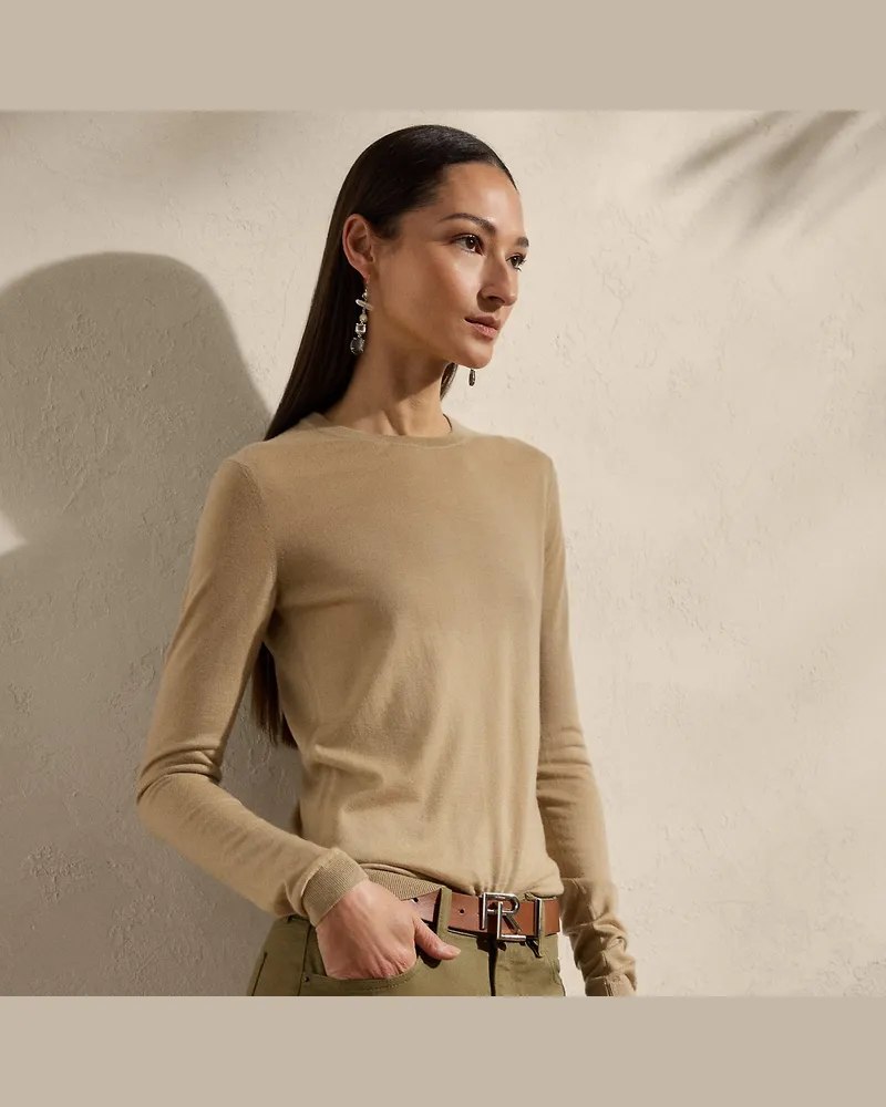 Ralph Lauren Rundhalspullover aus Kaschmir Tan