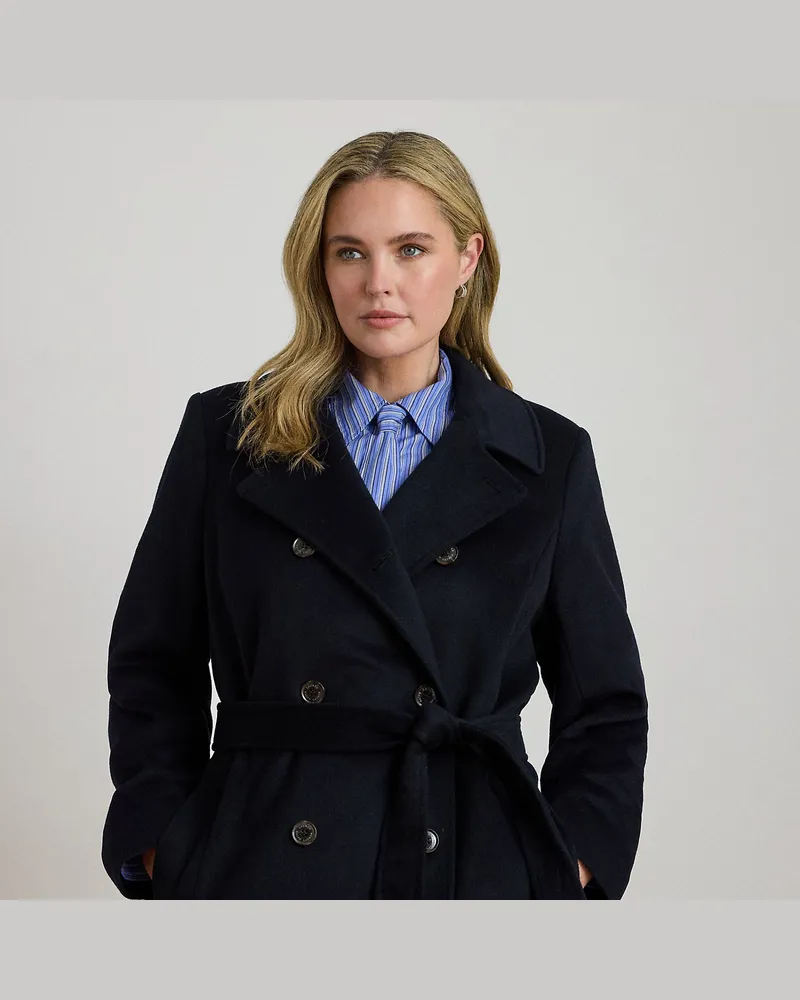 Ralph Lauren Plus Größen - Zweireihiger Mantel mit Gürtel Blue