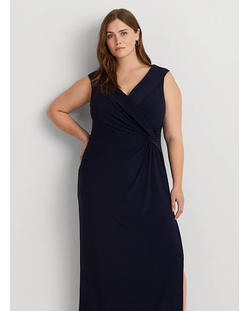 Ralph Lauren Plus Größen - Schulterfreies Abendkleid aus Jersey Blue