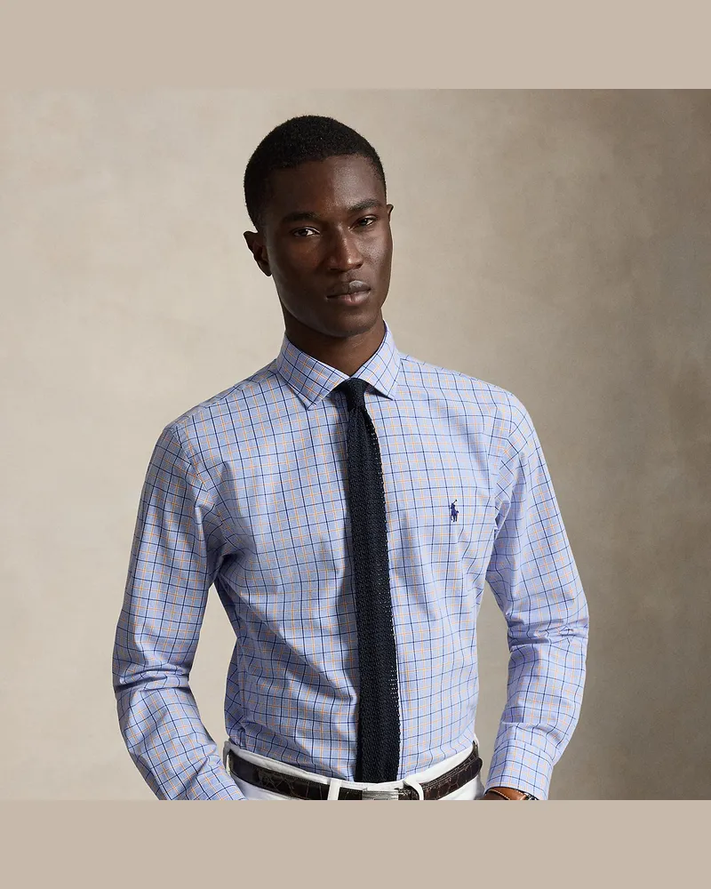 Ralph Lauren Custom-Fit Karo-Popelinehemd Blue