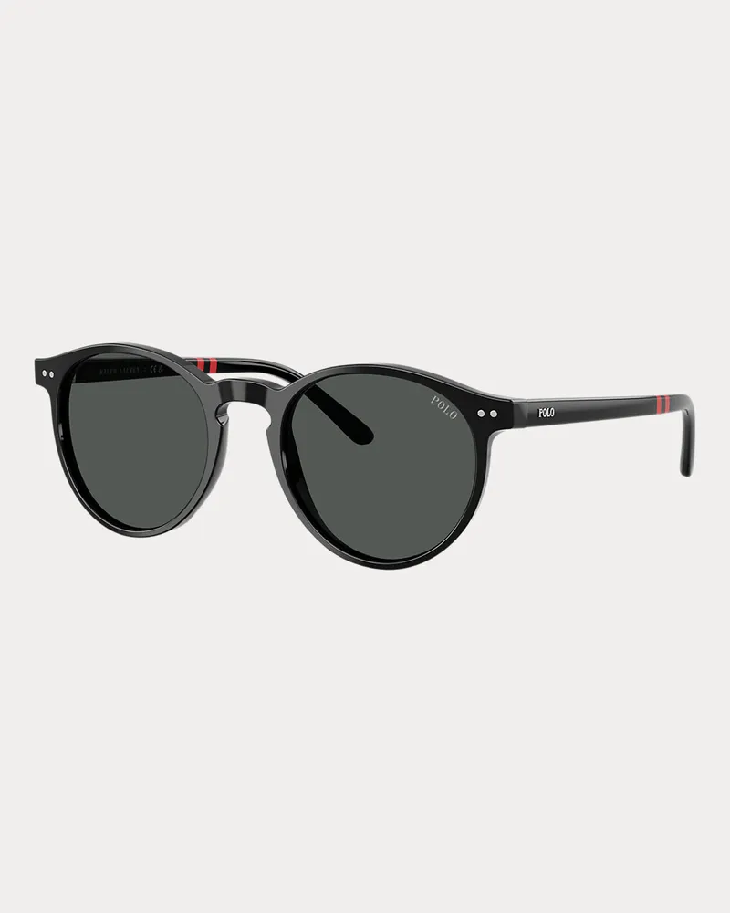 Ralph Lauren Runde Sonnenbrille mit Rugby-Streifen Black
