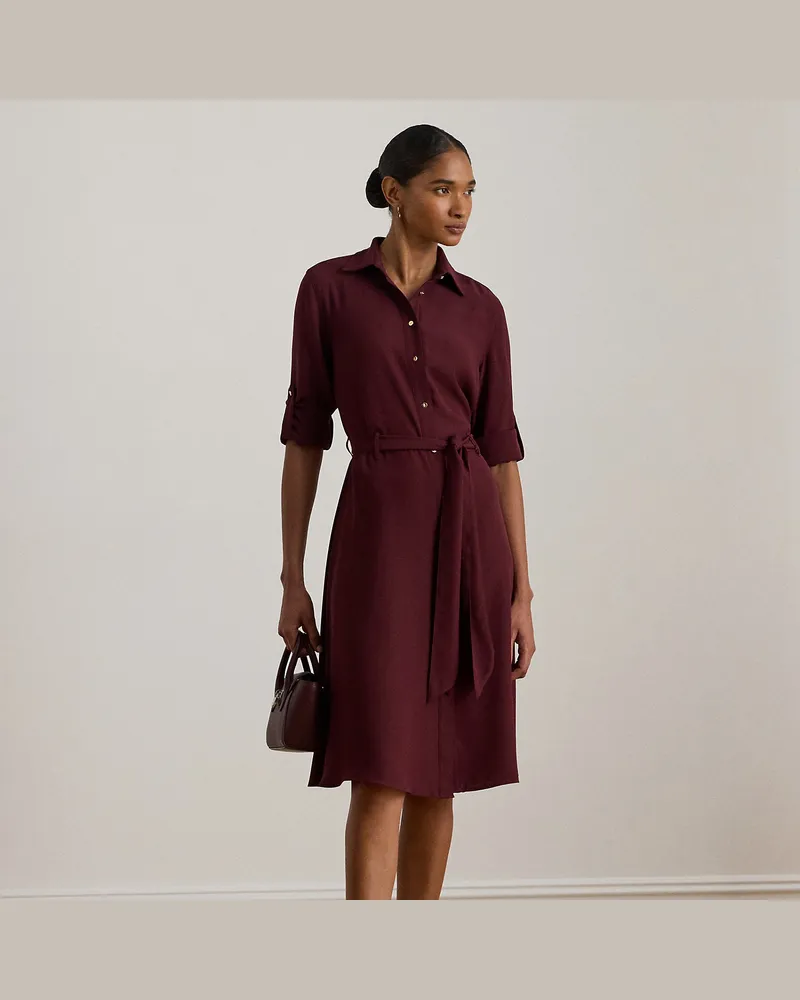 Ralph Lauren Hemdkleid aus beidseitigem Georgette Red