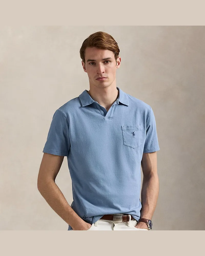Ralph Lauren Standard-Fit Baumwoll-Leinen-Poloshirt Blue