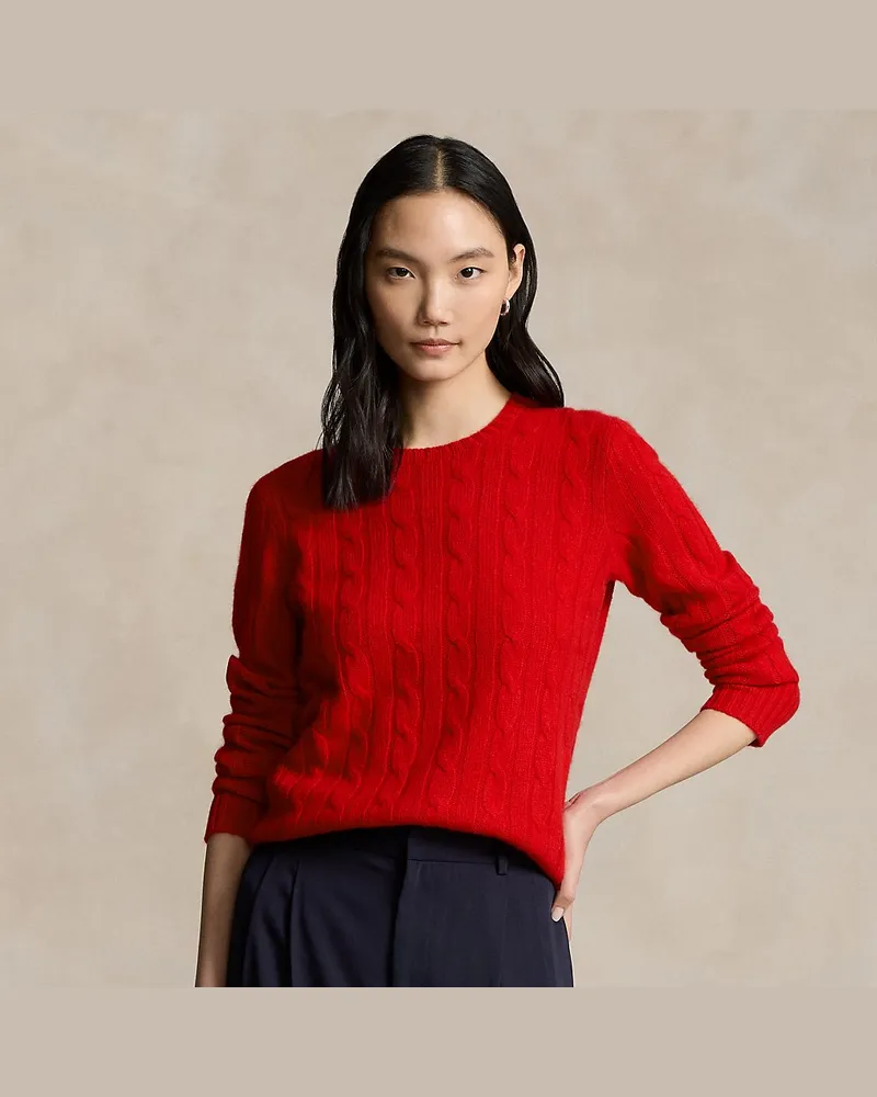 Ralph Lauren Kaschmirpullover mit Zopfmuster Red