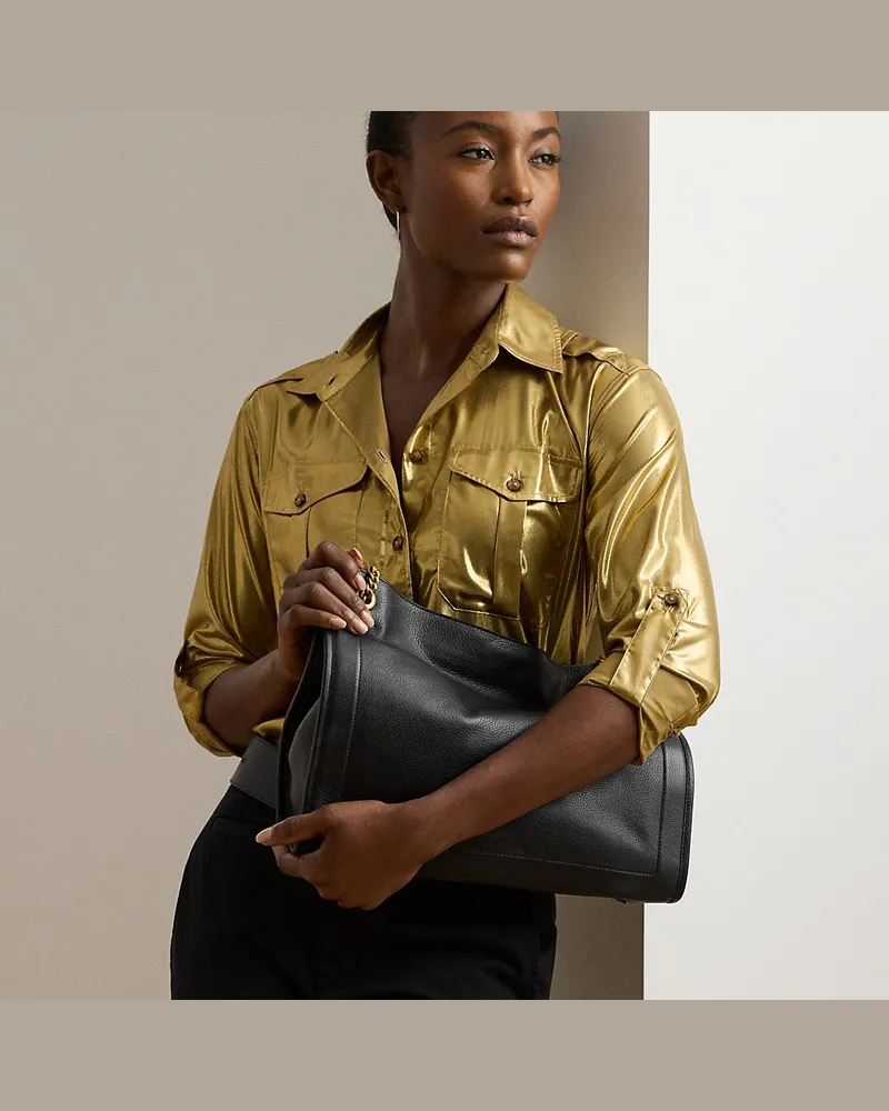 Ralph Lauren Große Narbenleder-Tragetasche Bradley Black