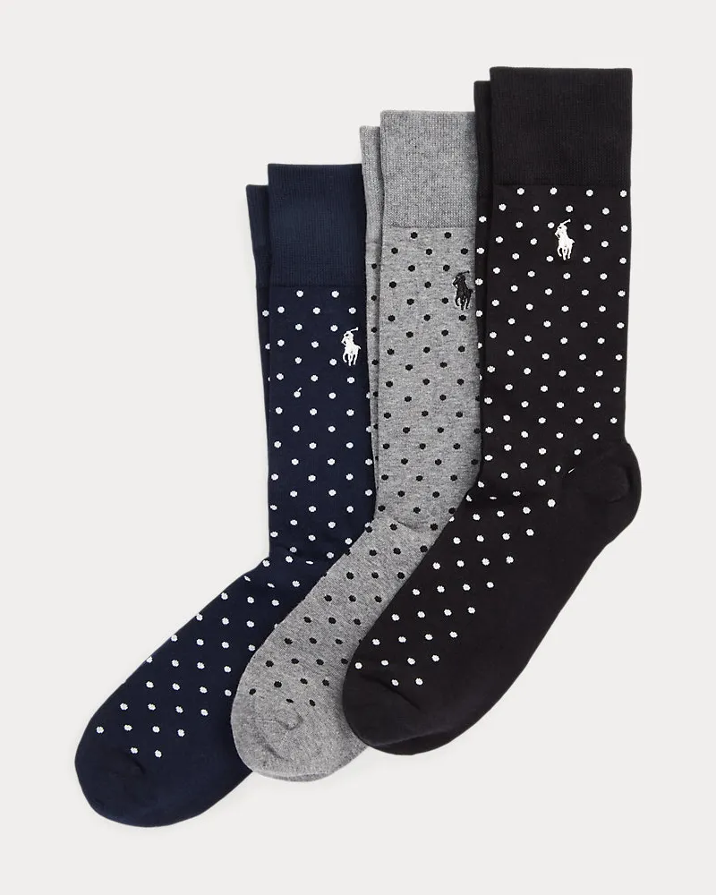Ralph Lauren Gepunktete Anzugsocken im Dreierpack Blue