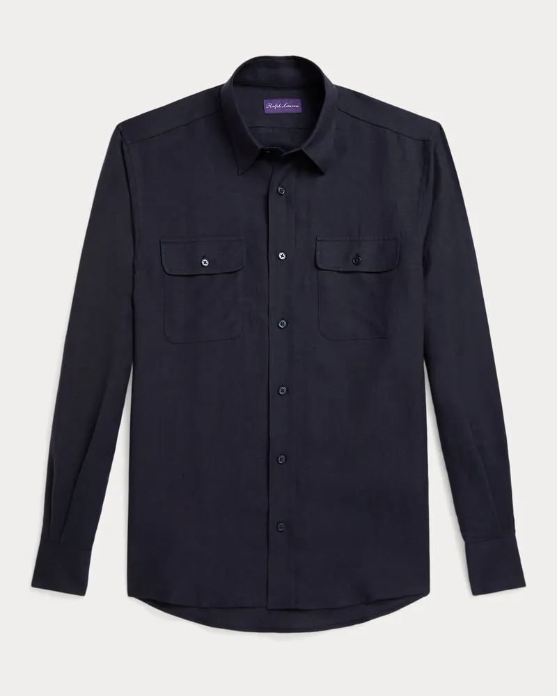 Ralph Lauren Hemd aus Seide und Leinen Blue