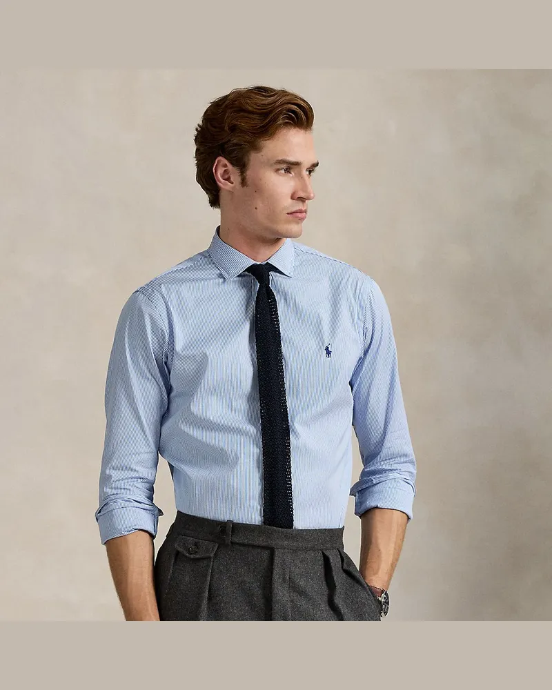 Ralph Lauren Custom-Fit Popelinehemd mit Streifen Blue