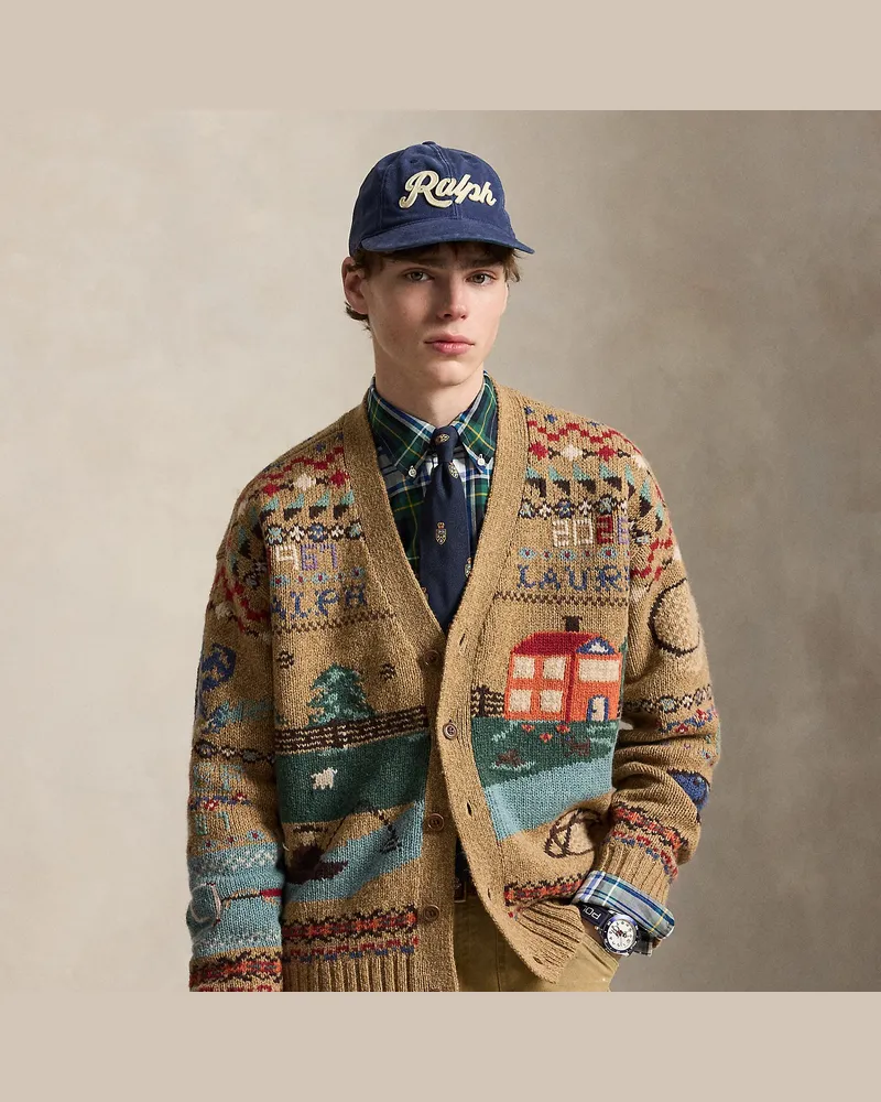Ralph Lauren Relaxed-Fit Wollstrickjacke mit Motiv Tan
