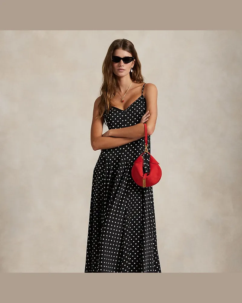 Ralph Lauren Satinkleid mit Punkten Black