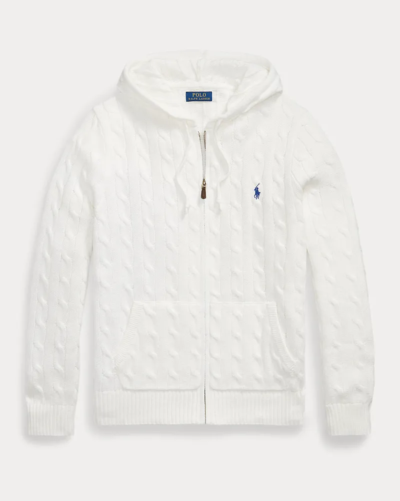 Ralph Lauren Kapuzenpullover mit Zopfmuster White