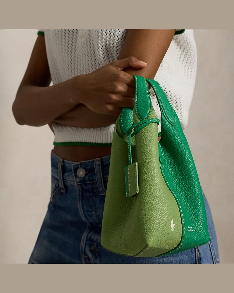 Ralph Lauren Kleine Umhängetasche Polo Play aus Leder Green