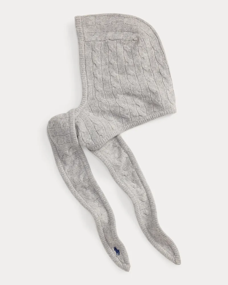 Ralph Lauren Zopfmuster-Kapuzenschal mit Kaschmir Grey