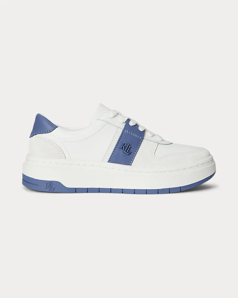 Ralph Lauren Ledersneaker Harlie in Color-Block-Optik White