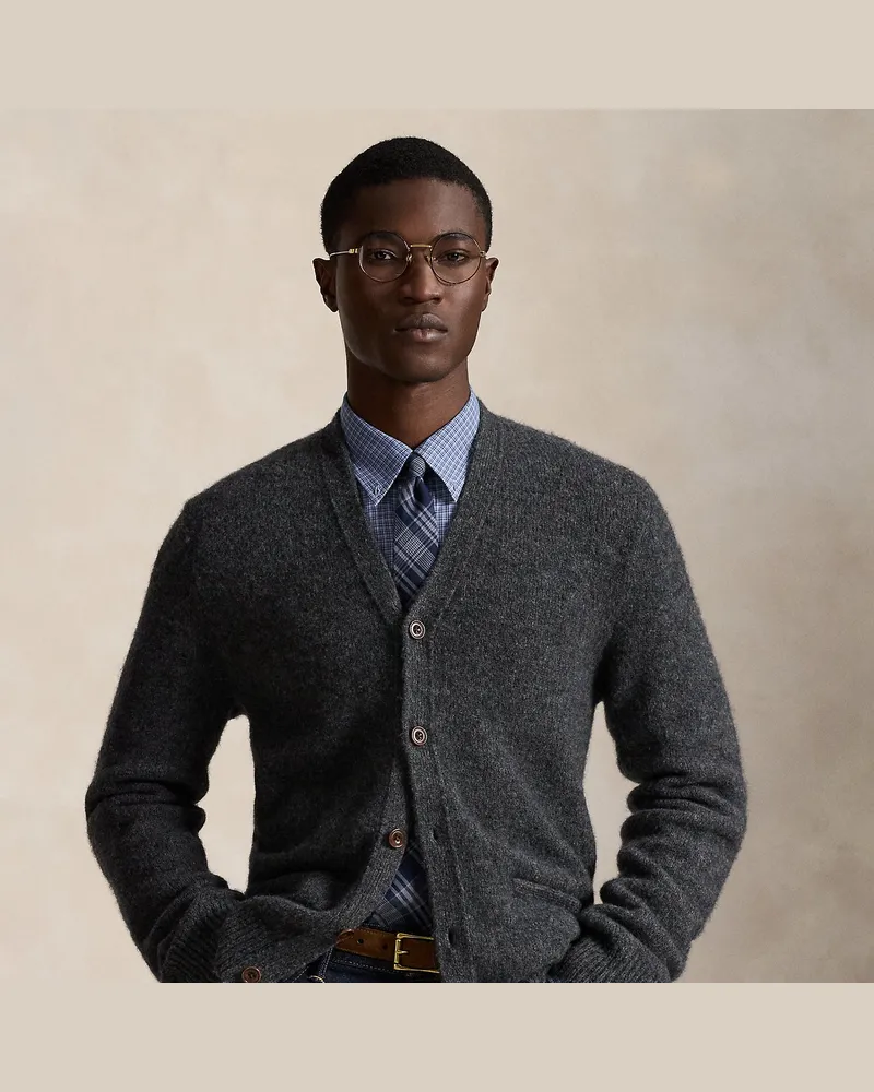 Ralph Lauren Strickjacke mit Wildlederaufnähern Grey