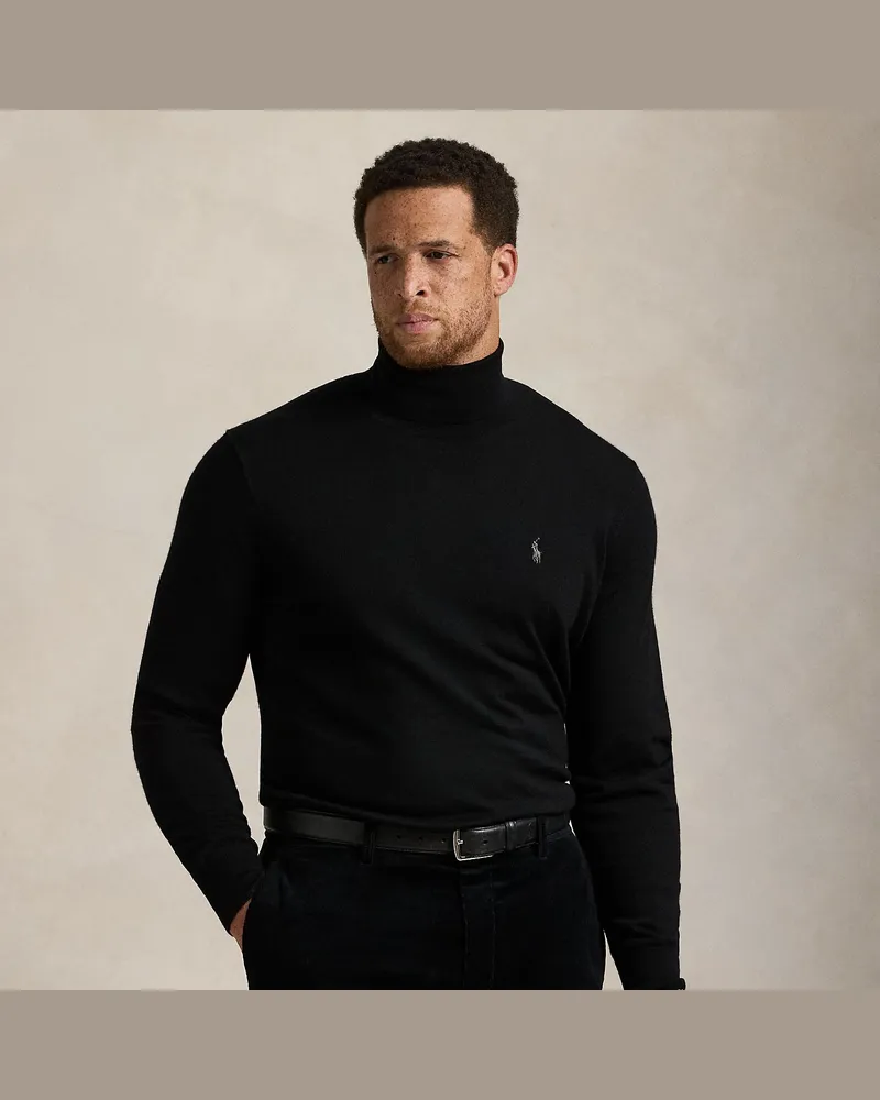Ralph Lauren Große Größen - Waschbarer Rollkragenpullover aus Wolle Black