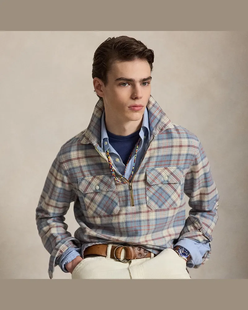 Ralph Lauren Karierte Hemdjacke aus Flanell Blue