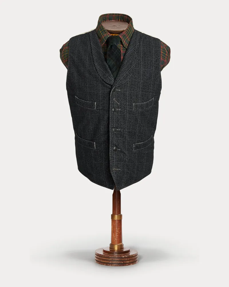 Ralph Lauren Moleskin-Weste mit Karo-Muster Black