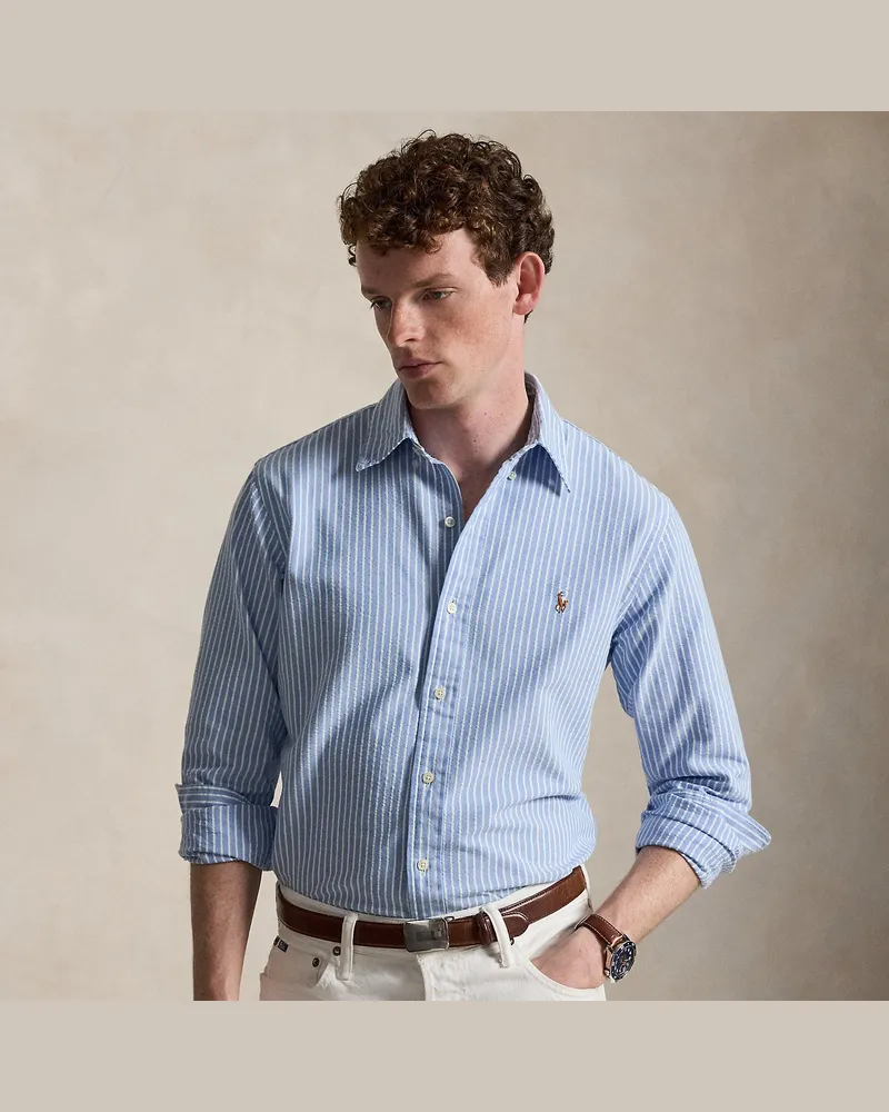 Ralph Lauren Custom-Fit Hemd aus Seersucker-Oxford Blue
