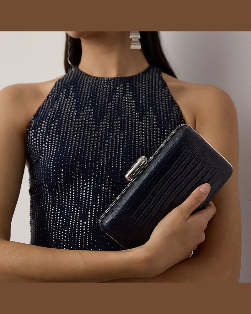 Ralph Lauren Abend-Clutch aus Teju-Eidechsenleder Blue