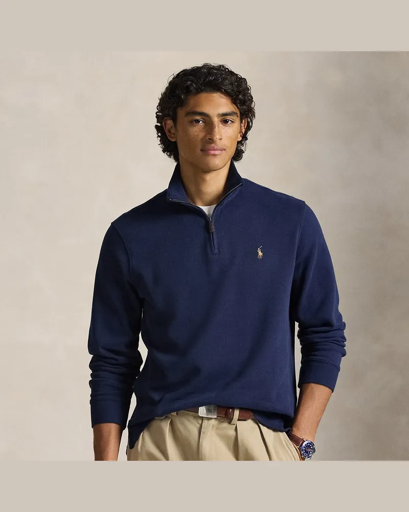 Ralph Lauren Rippenpullover mit Viertelreißverschluss Blue