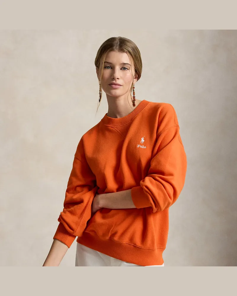 Ralph Lauren Fleece-Rundhalspullover mit Logo Orange
