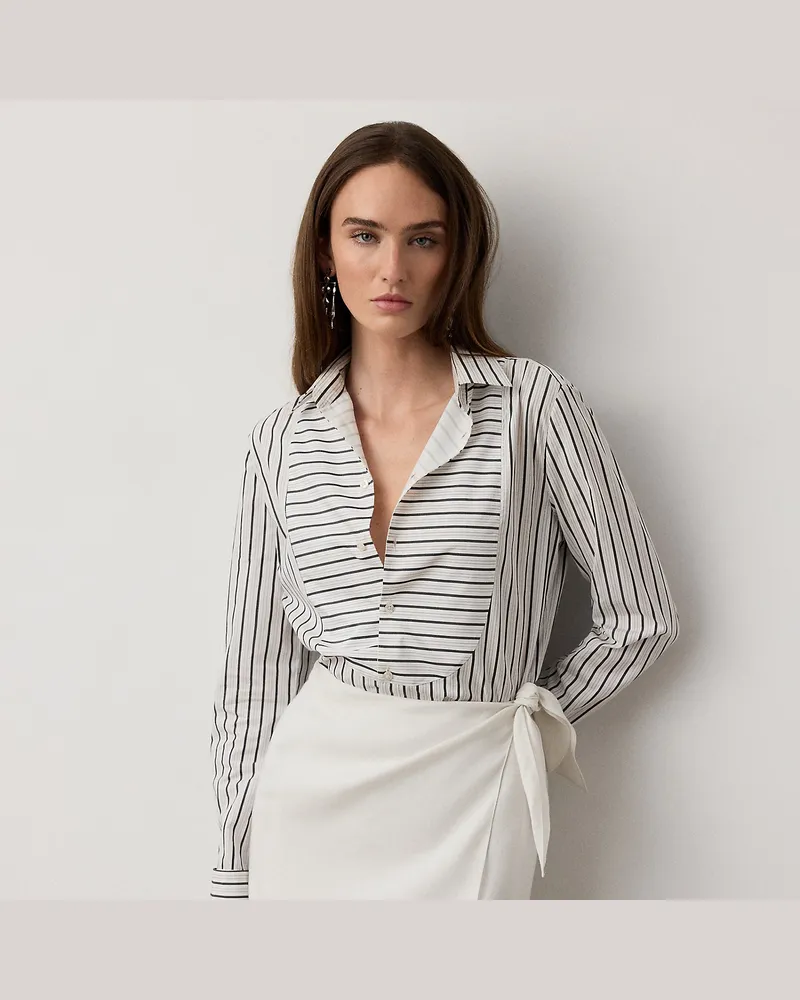 Ralph Lauren Gestreiftes Baumwollhemd Tamara Black