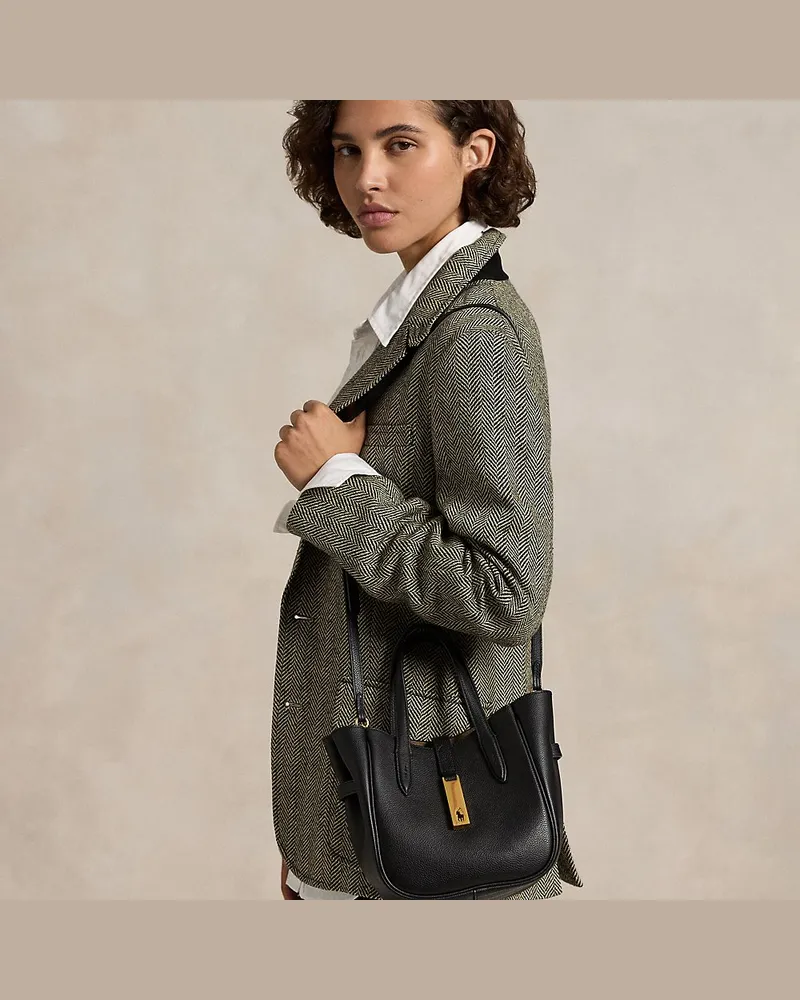 Ralph Lauren Kleine Tragetasche Polo ID aus Leder Black