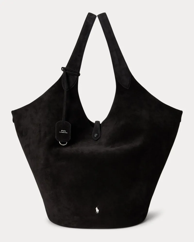 Ralph Lauren Große Wildleder-Tragetasche Polo Play Black