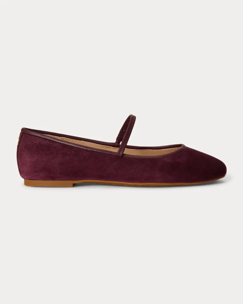 Ralph Lauren Wildleder-Mary-Jane Jayna mit Nappaleder Red