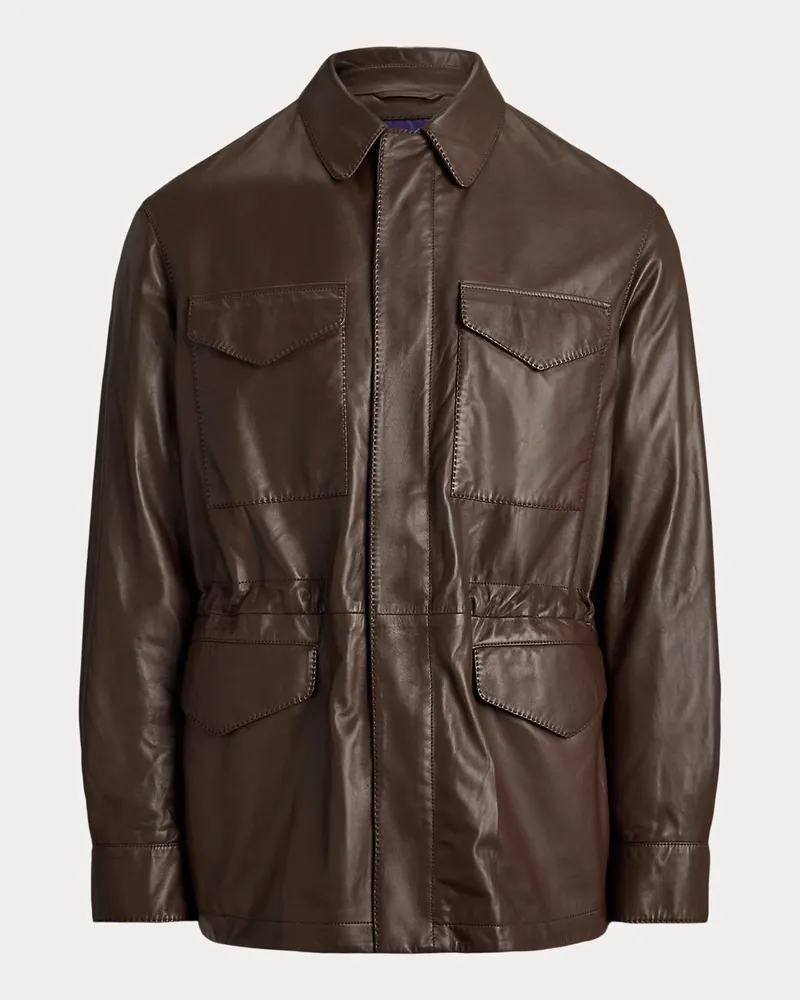 Ralph Lauren Lederjacke Ripley mit vier Taschen Brown