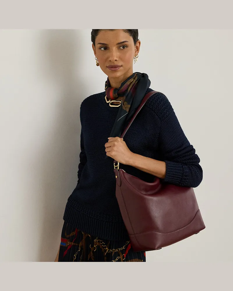 Ralph Lauren Große Leder-Beuteltasche Tasha Red