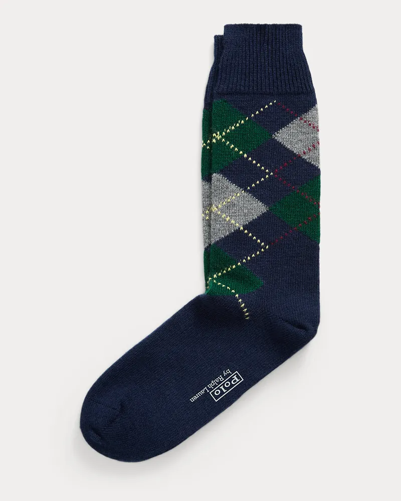 Ralph Lauren Argyle-Crew-Socken aus Wollmischung Blue