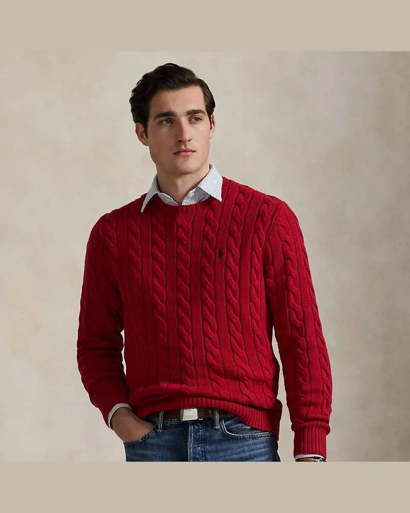 Ralph Lauren Baumwollpullover mit Zopfmuster Red