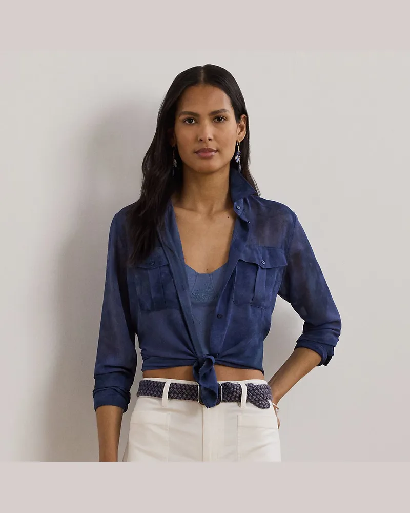 Ralph Lauren Classic-Fit Chiffonhemd mit Druck Blue