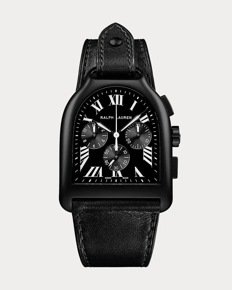 Ralph Lauren Großer Chronograph Stirrup aus Stahl Black