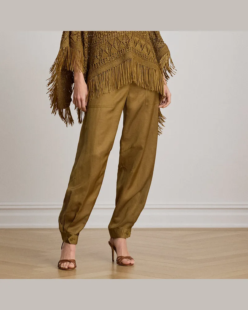 Ralph Lauren Knöchellange Cargohose aus Shantungseide Brown