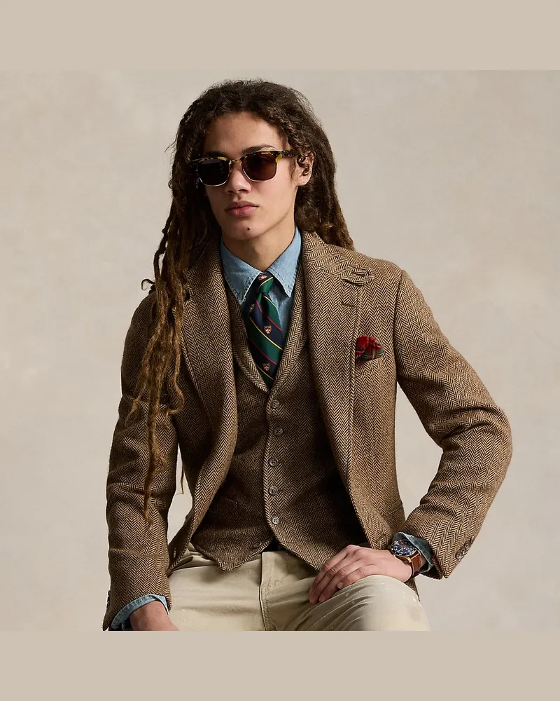 Ralph Lauren Wollweste mit Fischgratmuster Multi