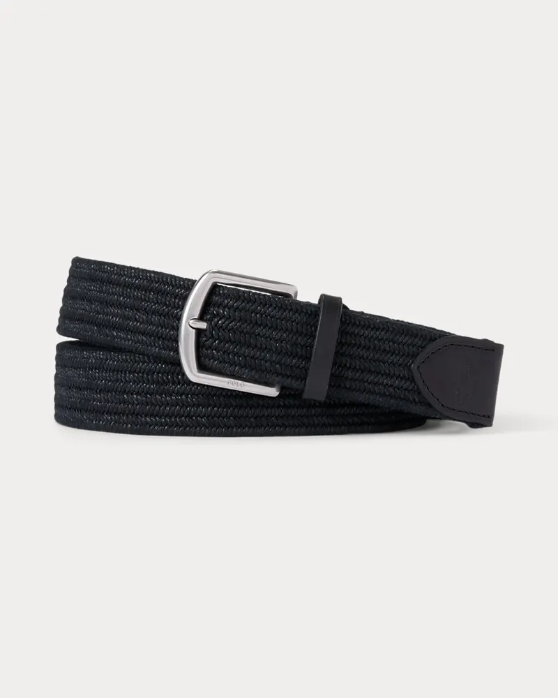 Ralph Lauren Geflochtener Gürtel mit Lederbesatz Black