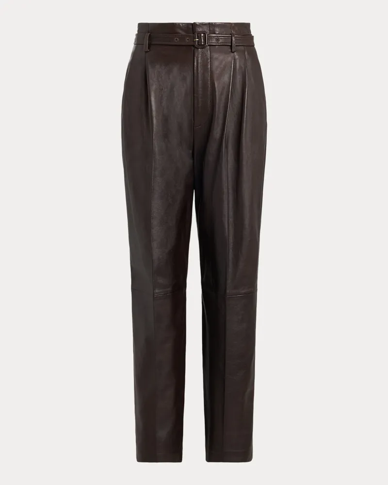 Ralph Lauren Lederhose mit Bundfalten und Gürtel Brown