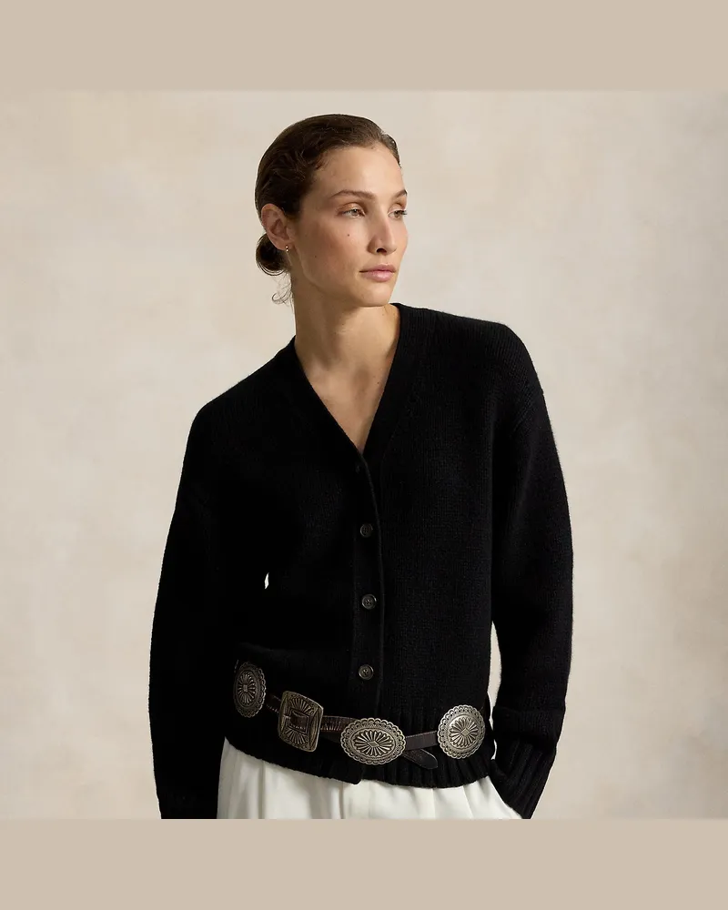 Ralph Lauren Kaschmir-Strickjacke mit V-Ausschnitt Black