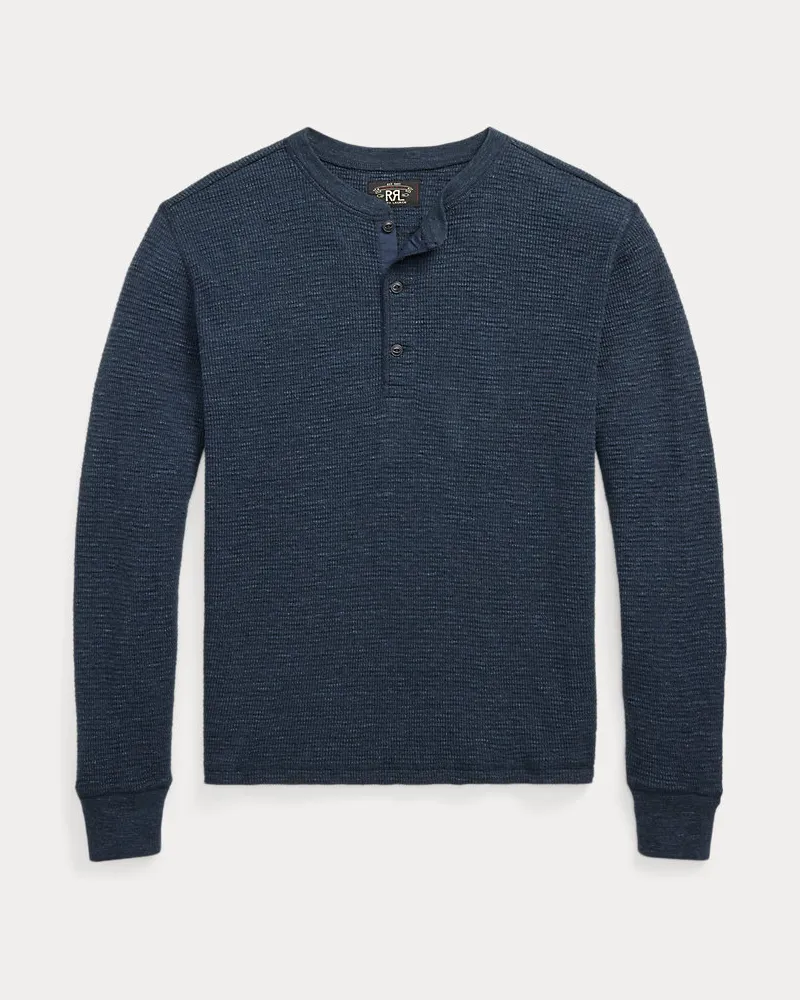 Ralph Lauren Gefärbtes Henley aus Waffelpiqué Blue