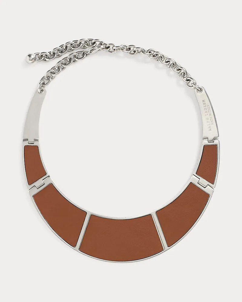 Ralph Lauren Schild-Halskette mit Holzintarsie Brown