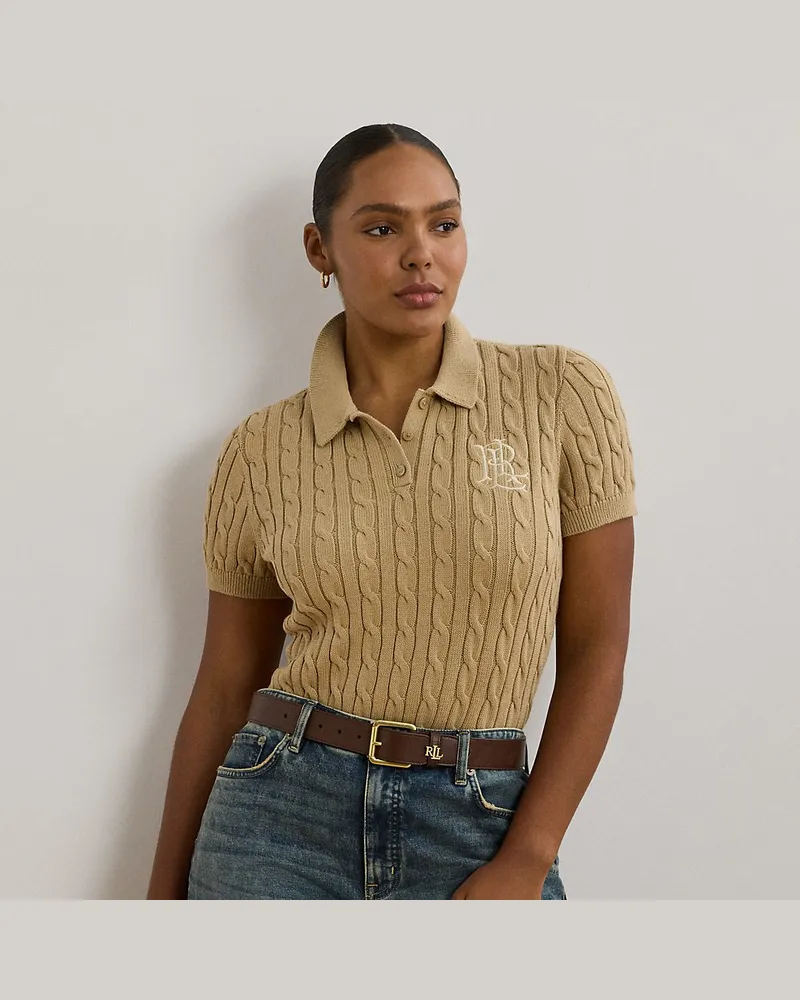 Ralph Lauren Plus Größen - Polo-Pullover mit Zopfmuster Tan