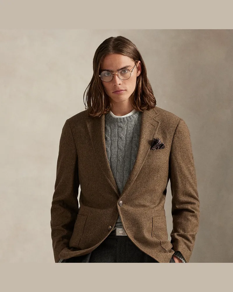 Ralph Lauren Modern-Fit Polo-Sakko mit Fischgratmotiv Brown