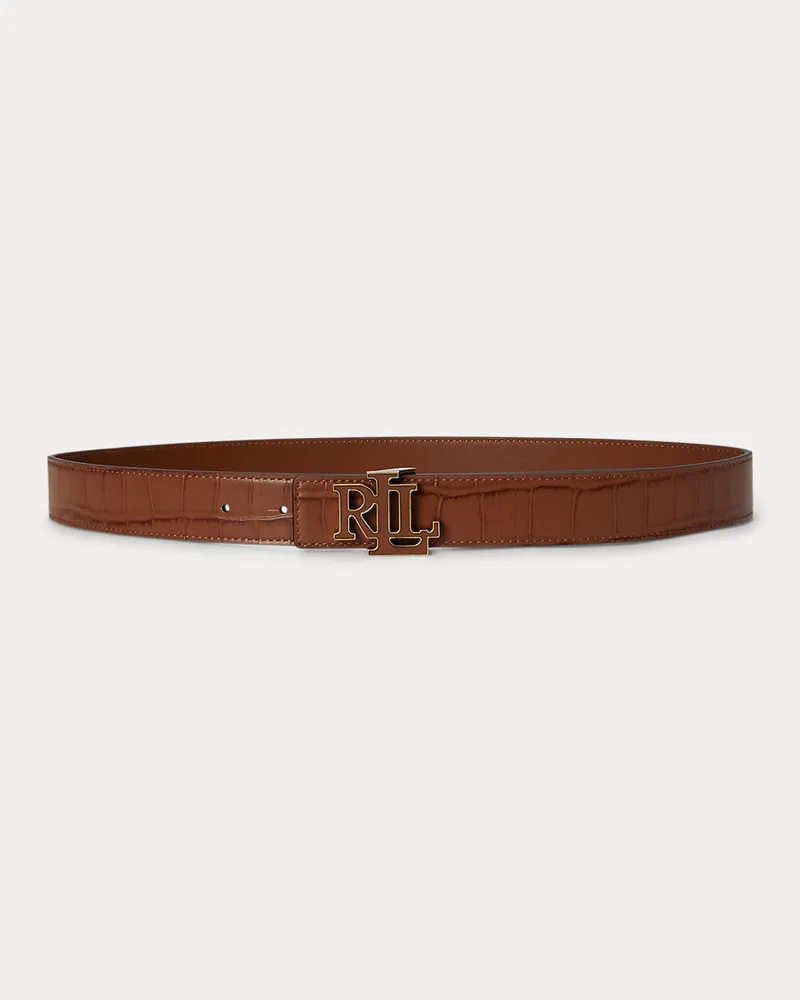 Ralph Lauren Logo-Wendegürtel mit Krokodilprägung Brown